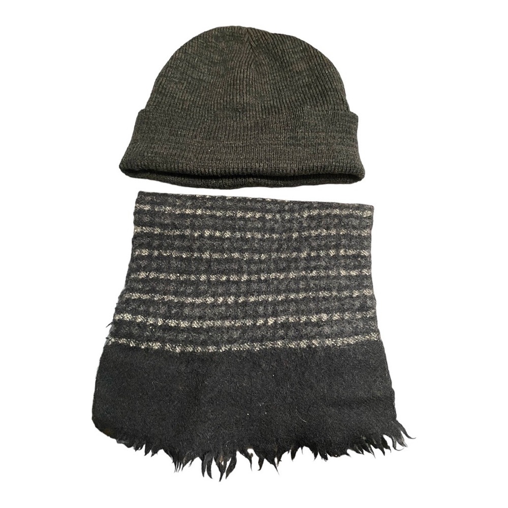 Lined Beanie Black Hat & Scarf S